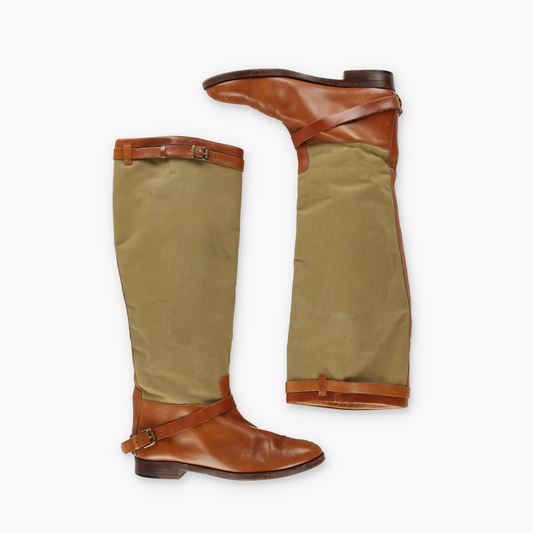 RALPH LAUREN Knee-High Brown & Khaki Italian Made Riding Boots (9)