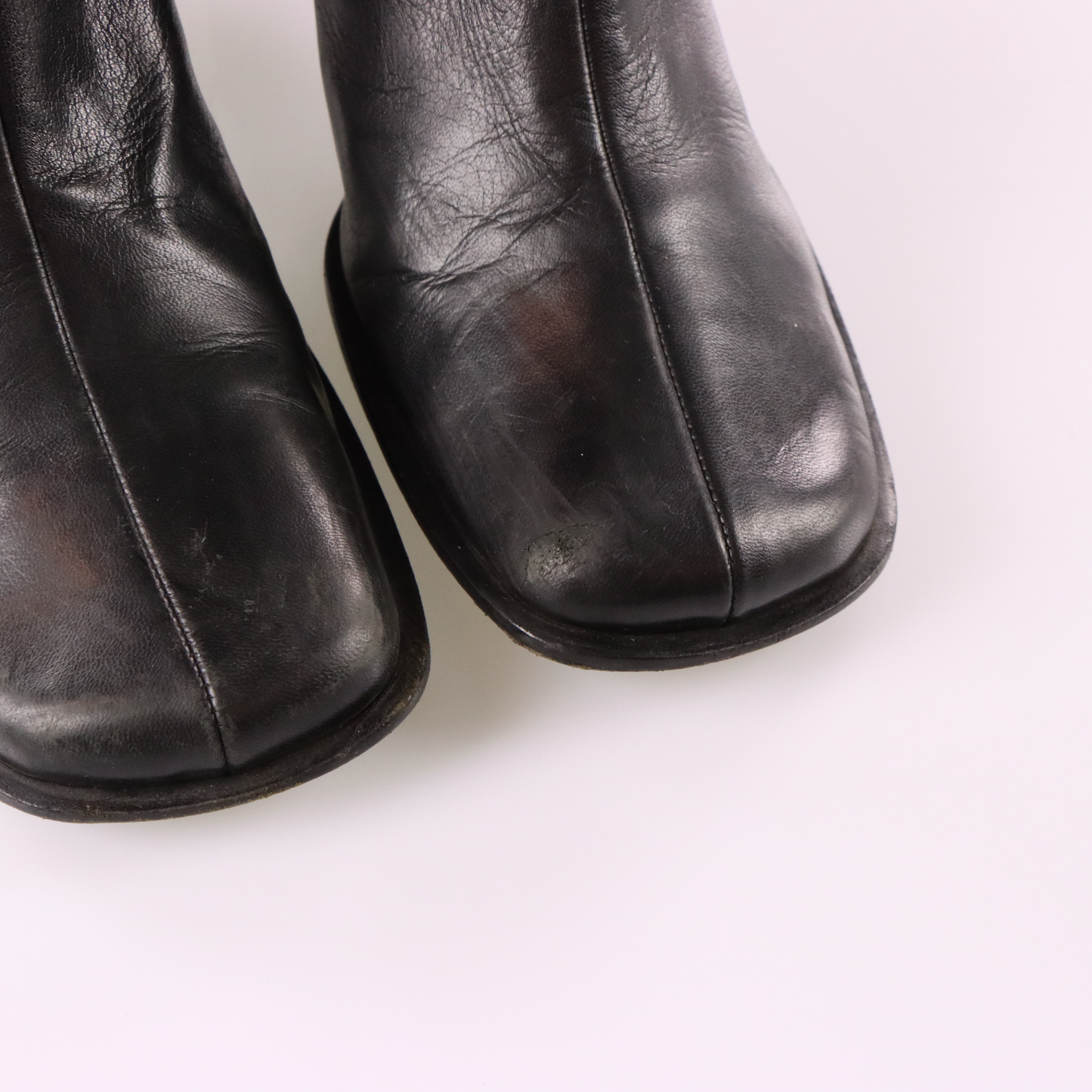PRADA Black Square Toe Italian Made Soft Leather Boots (8)