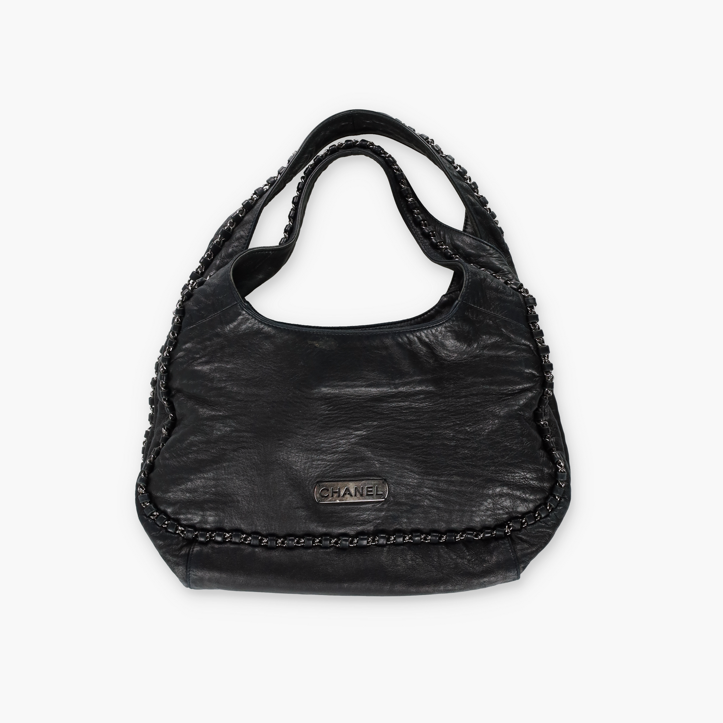 CHANEL 2004-2005 'Chain Around' Black Calfskin French Made Hobo Bag