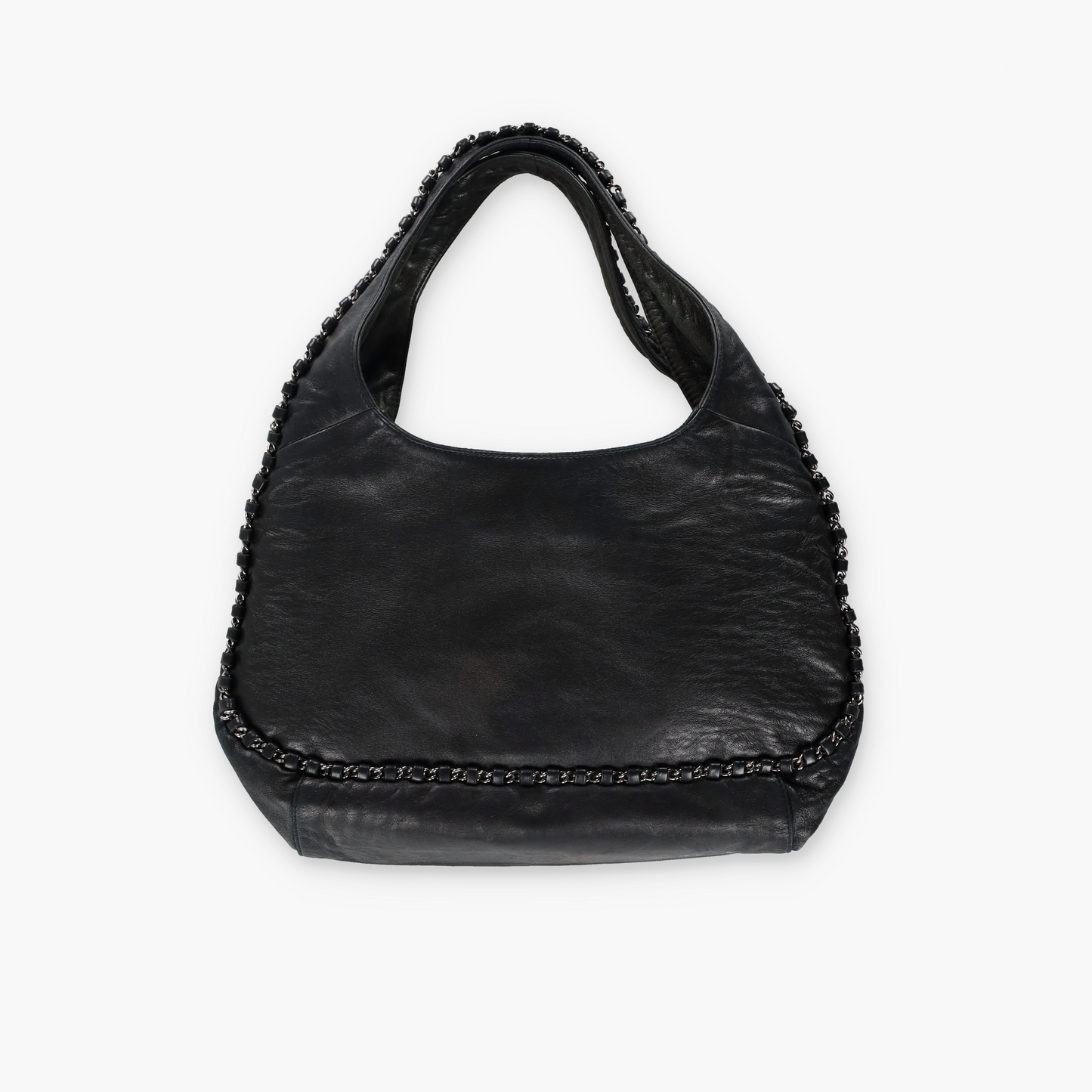 CHANEL 2004-2005 'Chain Around' Black Calfskin French Made Hobo Bag
