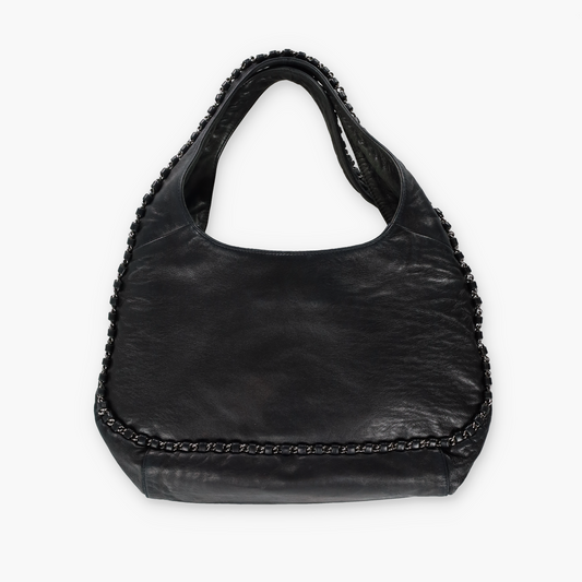 CHANEL 2004-2005 'Chain Around' Black Calfskin French Made Hobo Bag