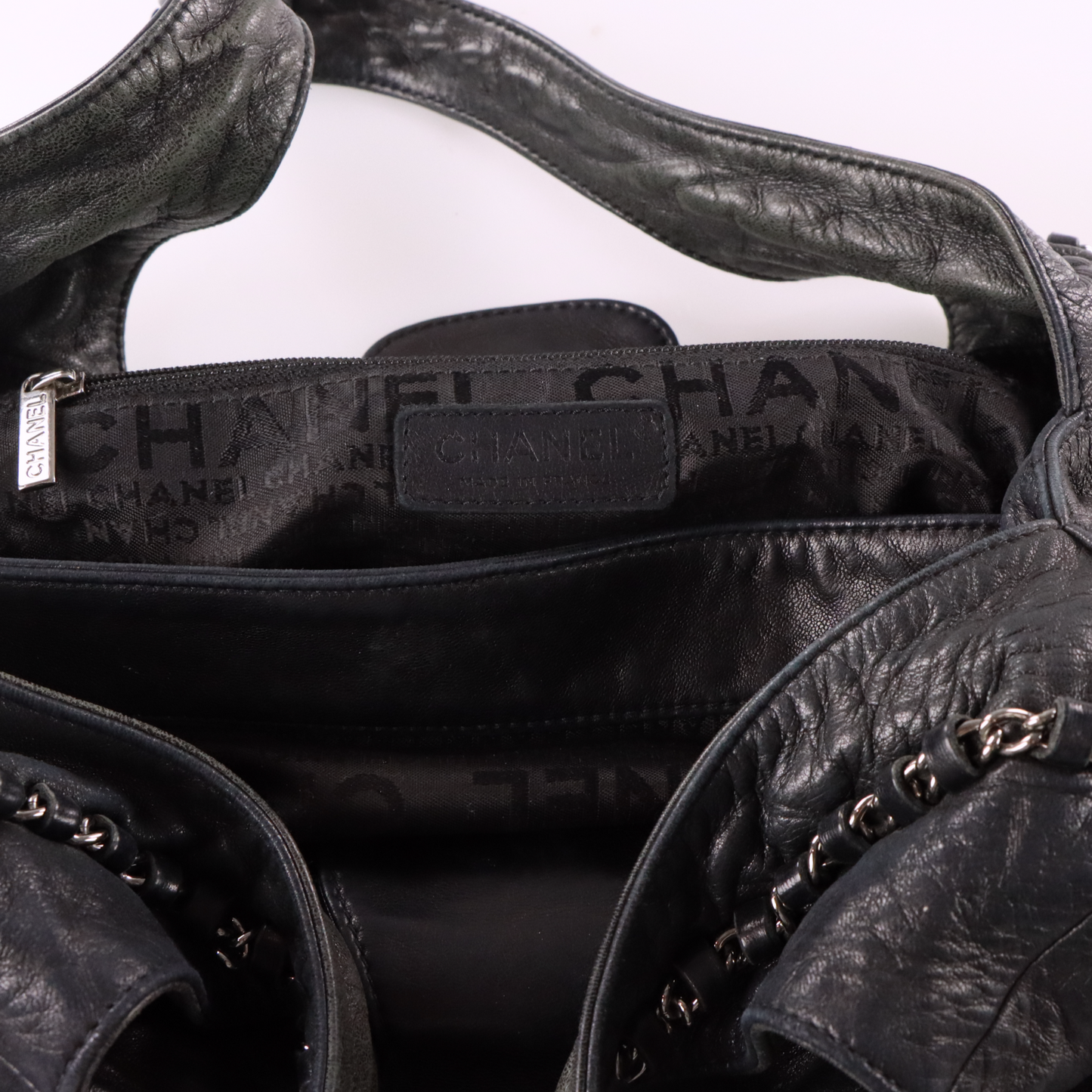 CHANEL 2004-2005 'Chain Around' Black Calfskin French Made Hobo Bag