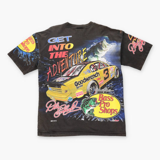 Vintage 1998 NASCAR Dale Earnhardt 'The Thrill' All Over Print Brown Racing T-Shirt (L-XL)