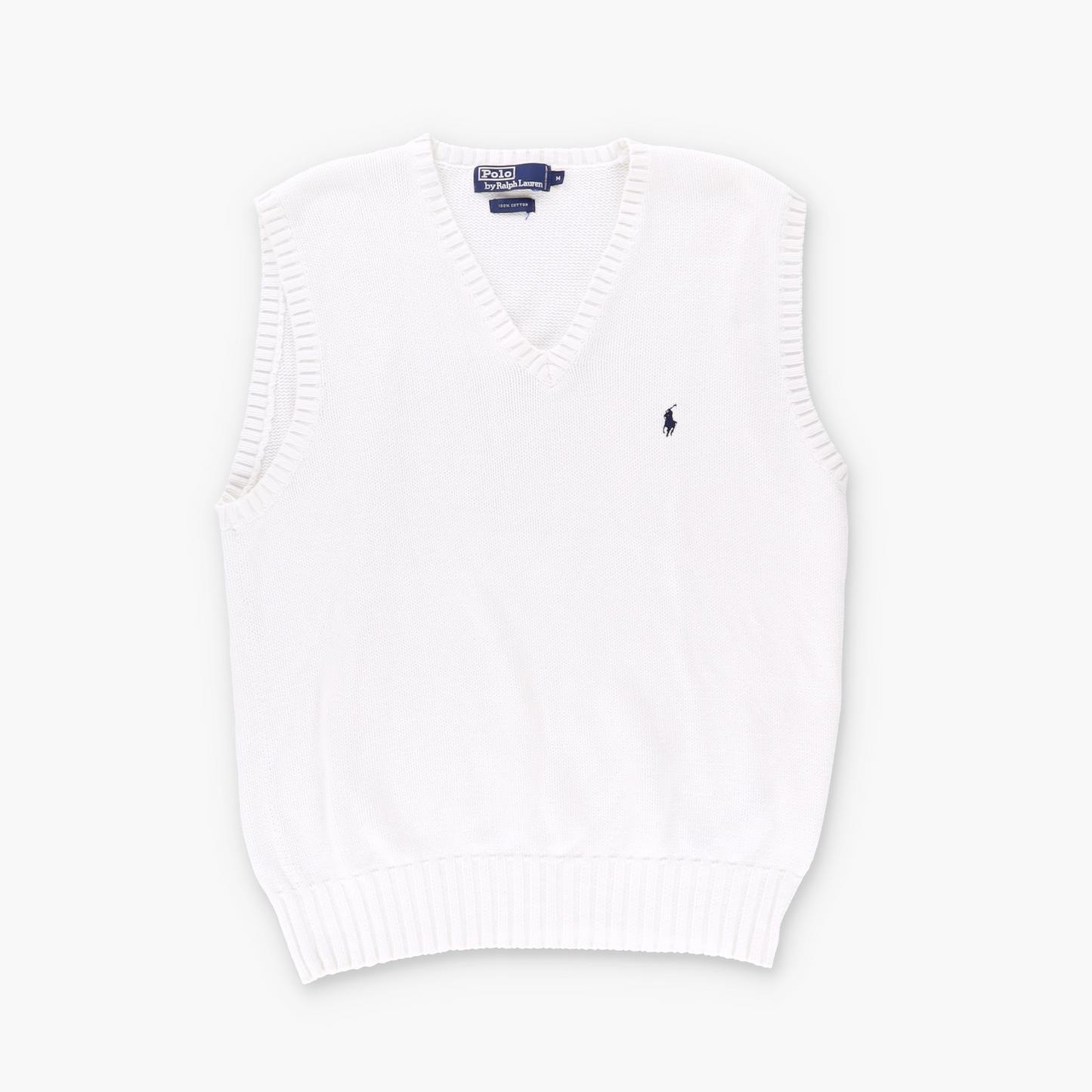 POLO RALPH LAUREN Embroidered Logo White Cable Knit Vest (M)