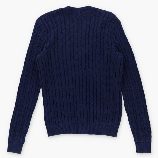 RALPH LAUREN SPORT Navy Blue Cable Knit Button Up Knit Cardigan (M-L)
