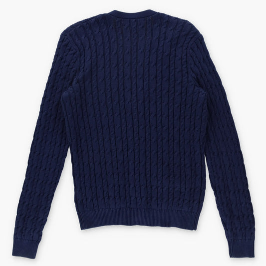 RALPH LAUREN SPORT Navy Blue Cable Knit Button Up Knit Cardigan (M-L) - Vintage Sole Melbourne