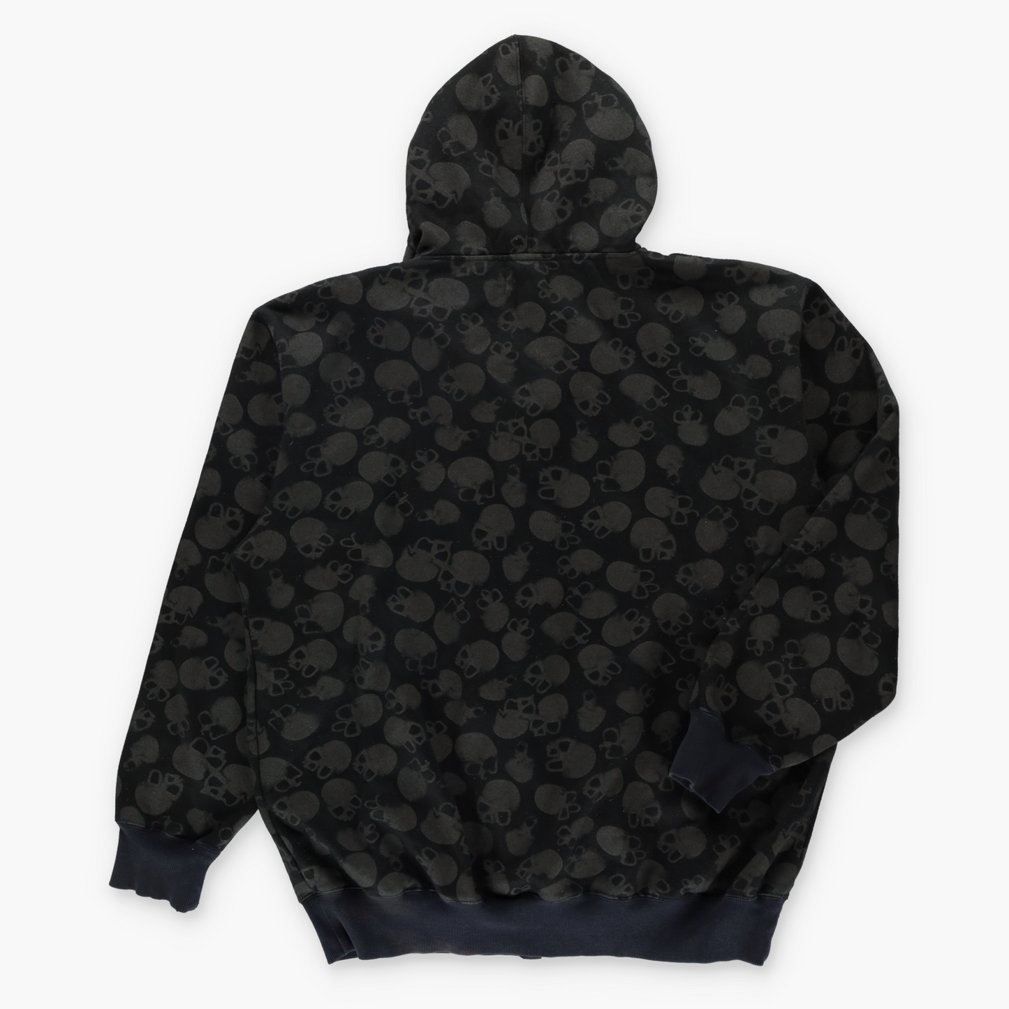 Studded Skull All Over Black Full Zip Hoodie Sweatshirt (XL)