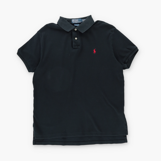RALPH LAUREN POLO Embroidered Small Pony Cotton Black Polo (S)