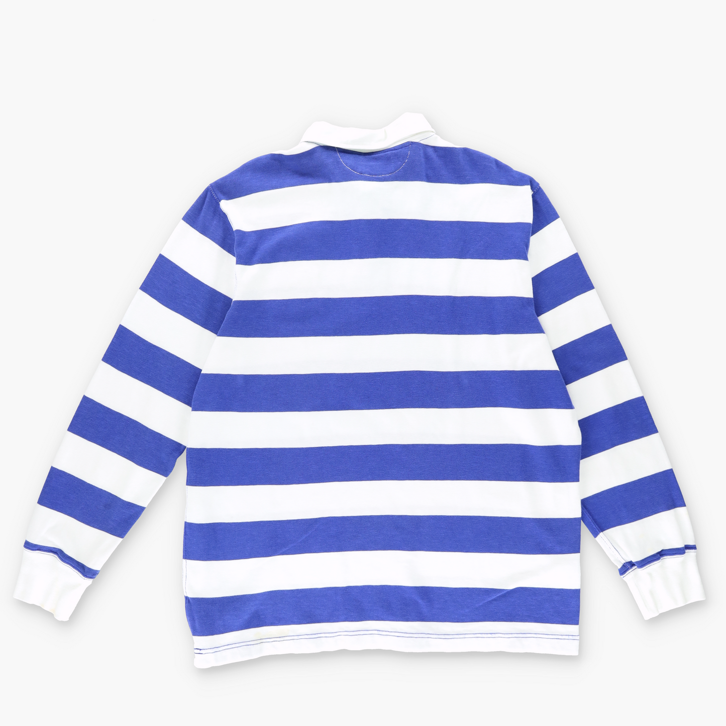 RALPH LAUREN POLO Club Blue & White Striped Rugby Jumper (L-XL)