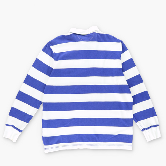 RALPH LAUREN POLO Club Blue & White Striped Rugby Jumper (L-XL)