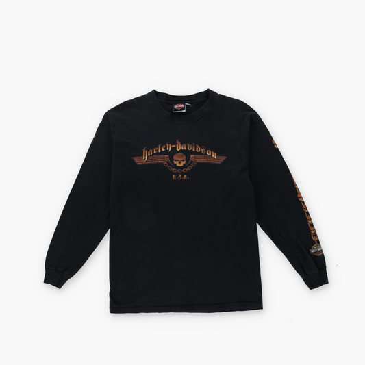 HARLEY DAVIDSON Skull Chain Graphic Cartersville Long Sleeve T-Shirt (S-M)