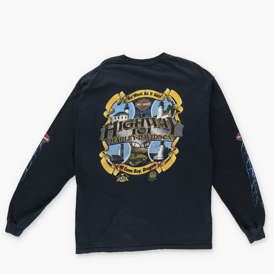 HARLEY DAVIDSON Oregon 2005 Lighthouse Run Graphic Long Sleeve T-Shirt (L-XL)