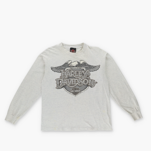 HARLEY DAVIDSON 'USA Made' Kelley's Eagle Graphic Grey Long Sleeve T-Shirt (S)
