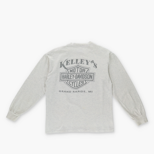 HARLEY DAVIDSON 'USA Made' Kelley's Eagle Graphic Grey Long Sleeve T-Shirt (S)