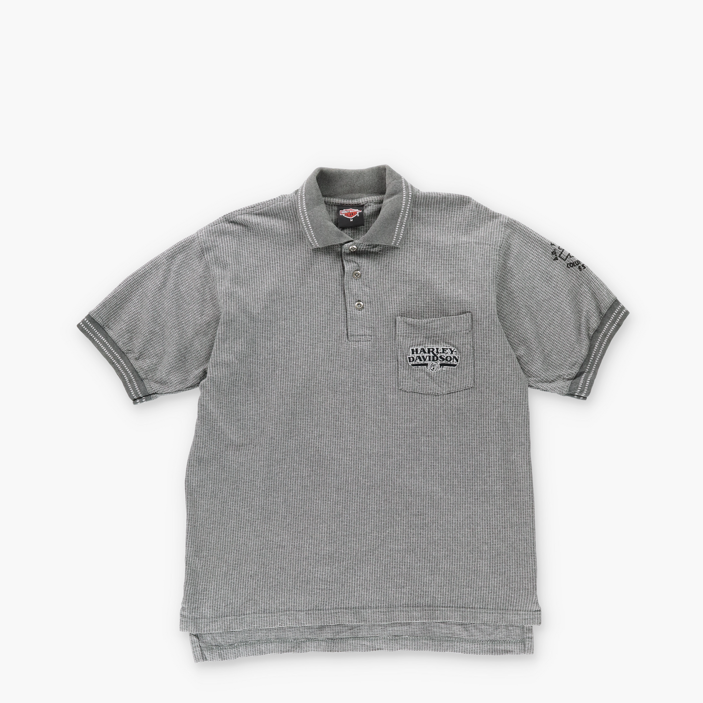 HARLEY DAVIDSON 'USA Made' Columbus Ohio Cotton Grey Polo Shirt (M)