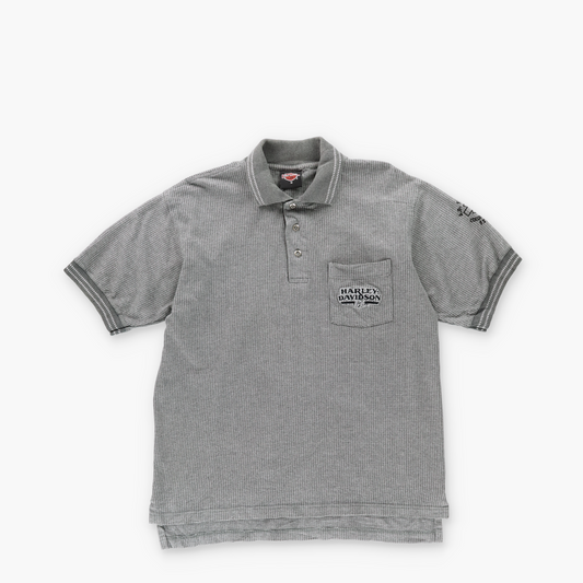 HARLEY DAVIDSON 'USA Made' Columbus Ohio Cotton Grey Polo Shirt (M)