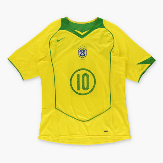 Vintage NIKE Brazil Swoosh Original Ronaldinho Made in Brazil Yellow Soccer Jersey (M)