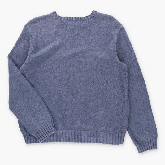 Vintage POLO RALPH LAUREN Embroidered Pony Logo Blue Knit Sweater (M)