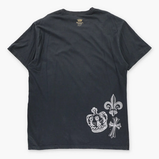 SEAN JOHN Metallic Cross & Crown Black V-Neck T-Shirt (XXXL)