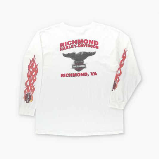 HARLEY DAVIDSON Richmond Virginia USA Made Flame Graphic Long Sleeve Tee (XXL) Vintage Sole Melbourne