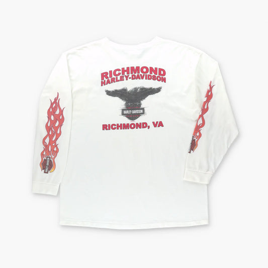 HARLEY DAVIDSON Richmond Virginia USA Made Flame Graphic Long Sleeve Tee (XXL) Vintage Sole Melbourne