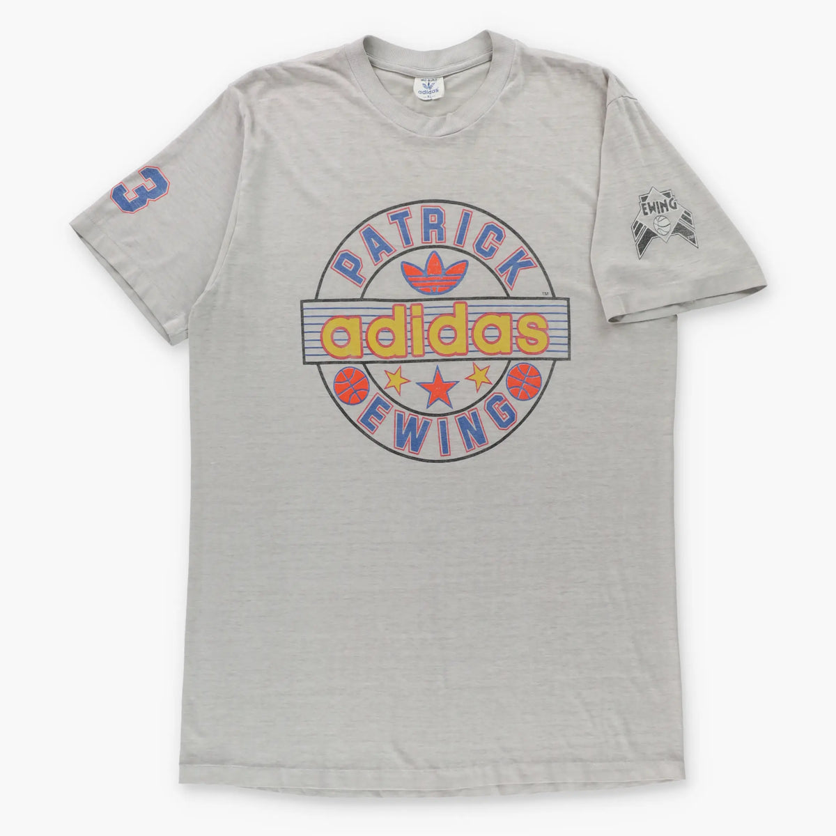 Vintage ADIDAS Patrick Ewing Single Stitch USA Made Light Grey T-Shirt (L TALL) Vintage Sole Melbourne