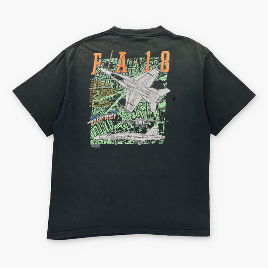 Vintage 1991 Black & Neon F/A-18 Hornet Fighter Jet Single Stitch Tee USA Made (L-XL) Vintage Sole Melbourne