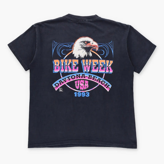 Vintage 1993 HARLEY DAVIDSON Black & Neon Daytona Beach Bike Week Single Stitch Tee USA Made (L) Vintage Sole Melbourne