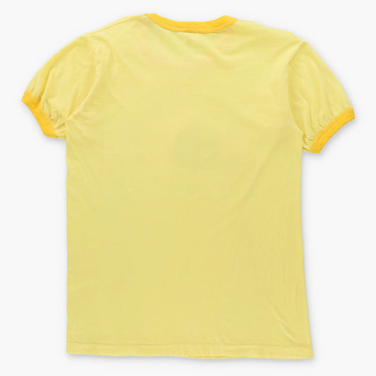 Vintage 1982 Light Yellow & Rainbow Glitter Graphic Florida Ringer Tee (Women's M)