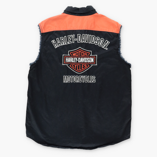 Vintage HARLEY DAVIDSON Embroidered Snap Button Classic Motorcycle Vest (L) Vintage Sole Melbourne