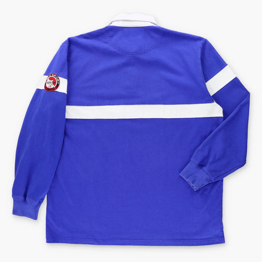 Vintage RALPH LAUREN POLO SPORT Arctic Challenge Embroidered Patch Blue & White Rugby Jumper (L)