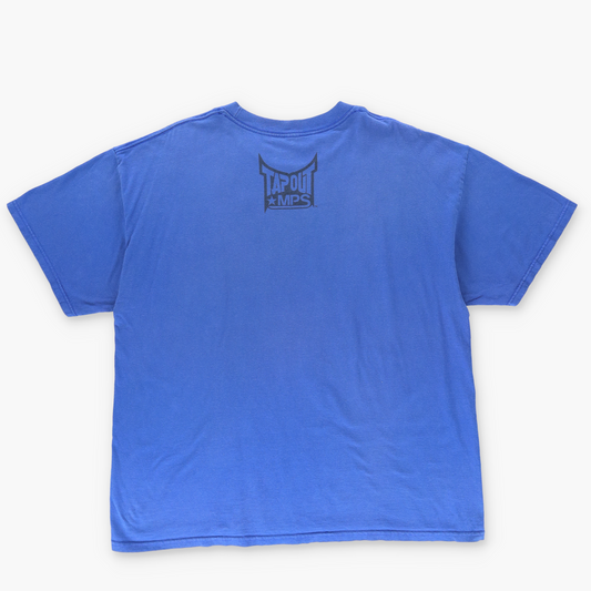 TAPOUT Y2K Grunge Spell Out Blue & Black Oversized Tee (XXL)