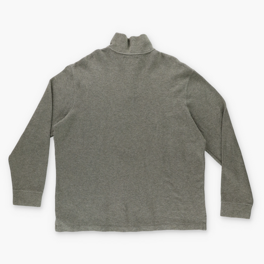 RALPH LAUREN POLO Embroidered Logo 1/4 Zip Green & Grey Canada Made Knit Sweater (XL-XXL)