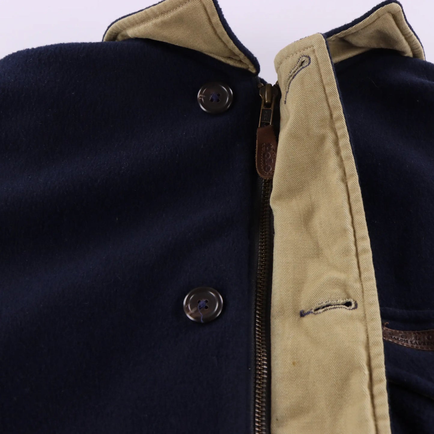 RALPH LAUREN POLO Full Zip/Button Navy Fleece USA Made Coat (M-L) Vintage Sole Melbourne