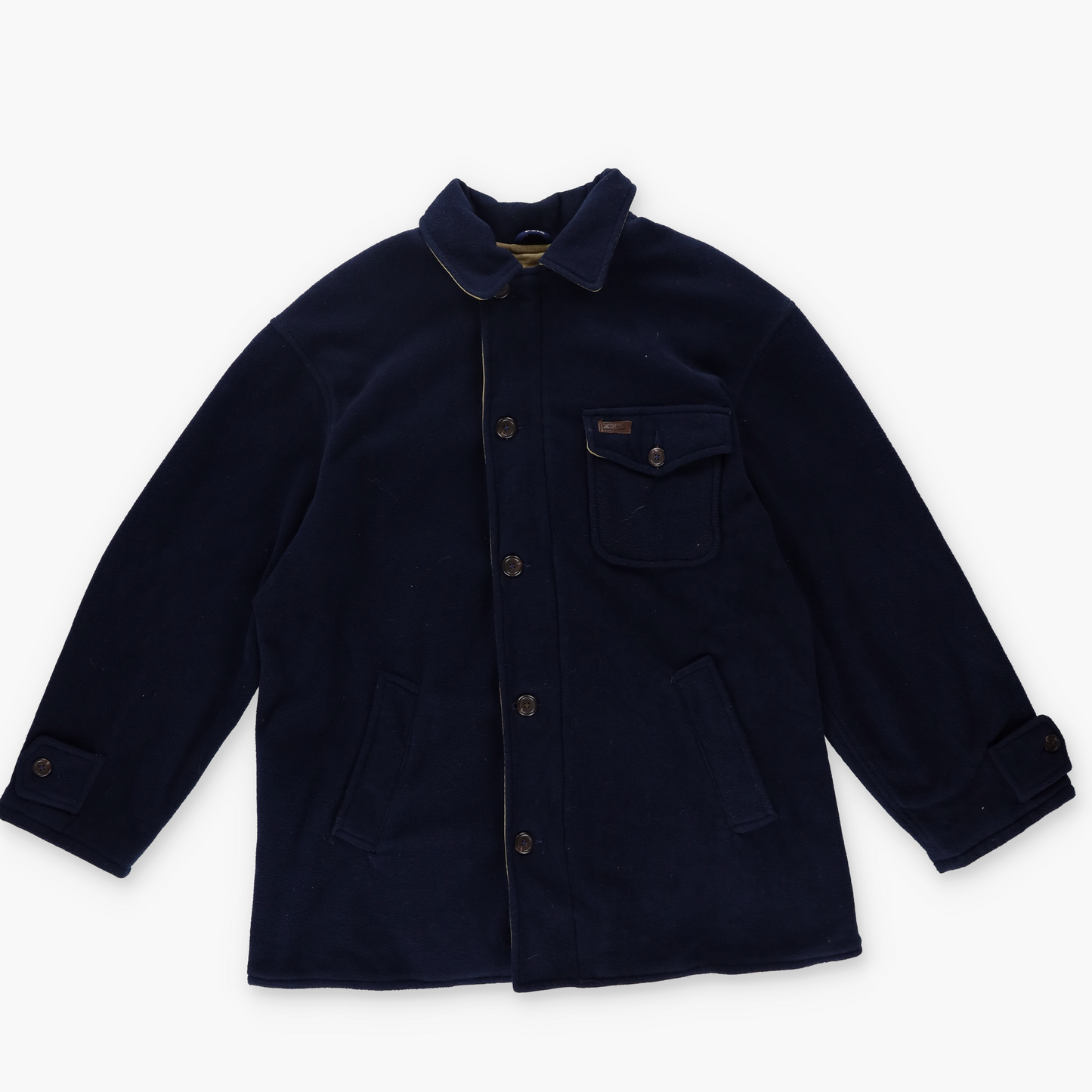 RALPH LAUREN POLO Full Zip/Button Navy Fleece USA Made Coat (M-L)