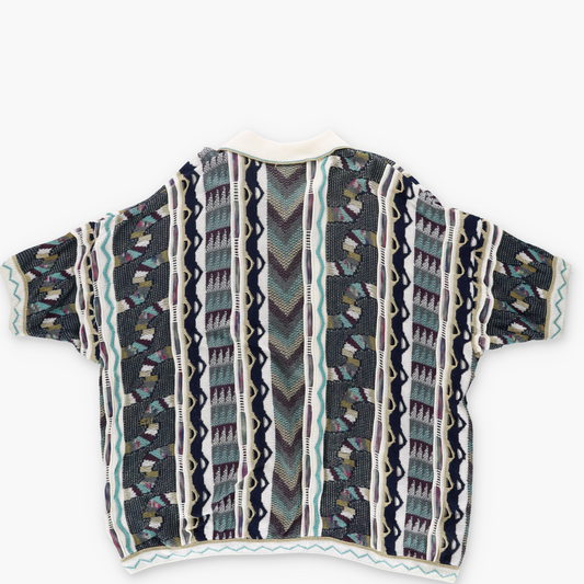 RSM Coogi Style Collared 3D Knit Short Sleeve Sweater (3XL)
