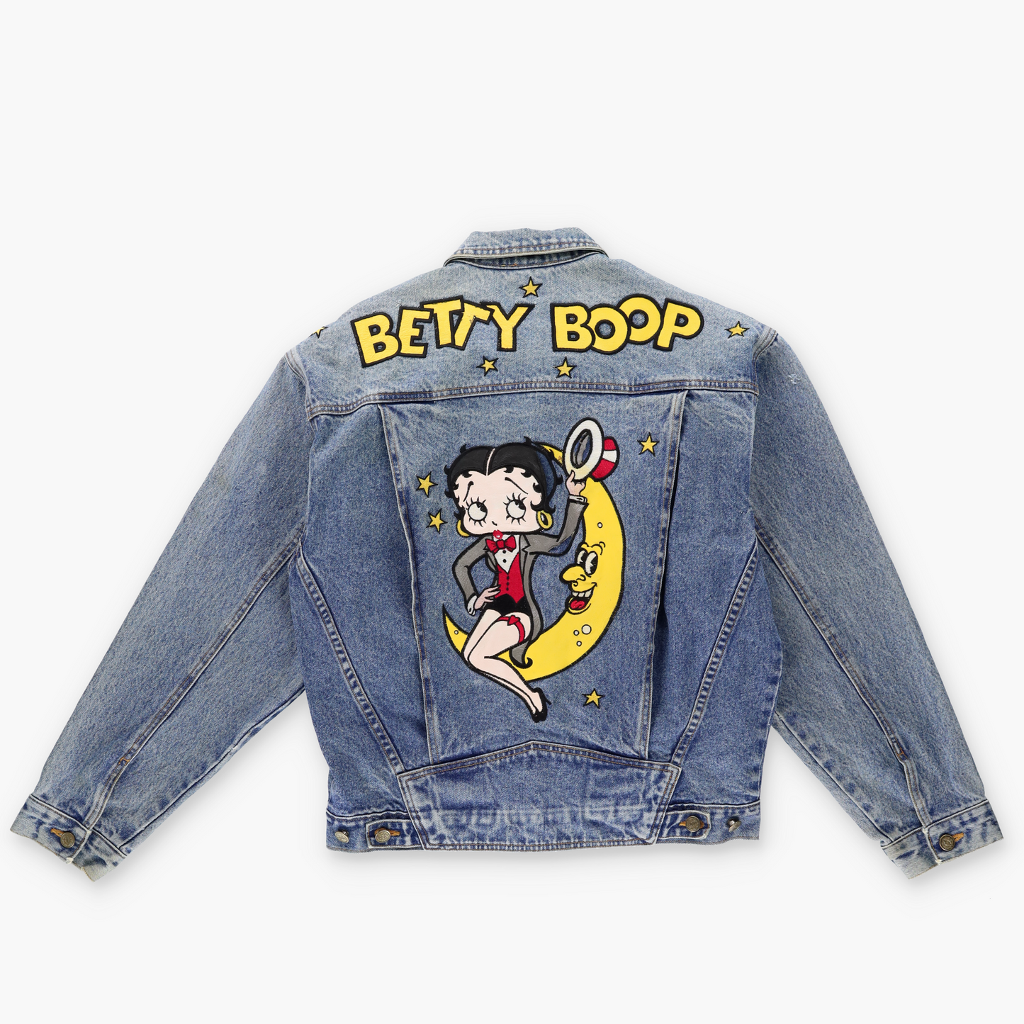 EXCELLED NEW YORK 'KOREA Made' Betty Boop Embroidered Denim Jacket (S)