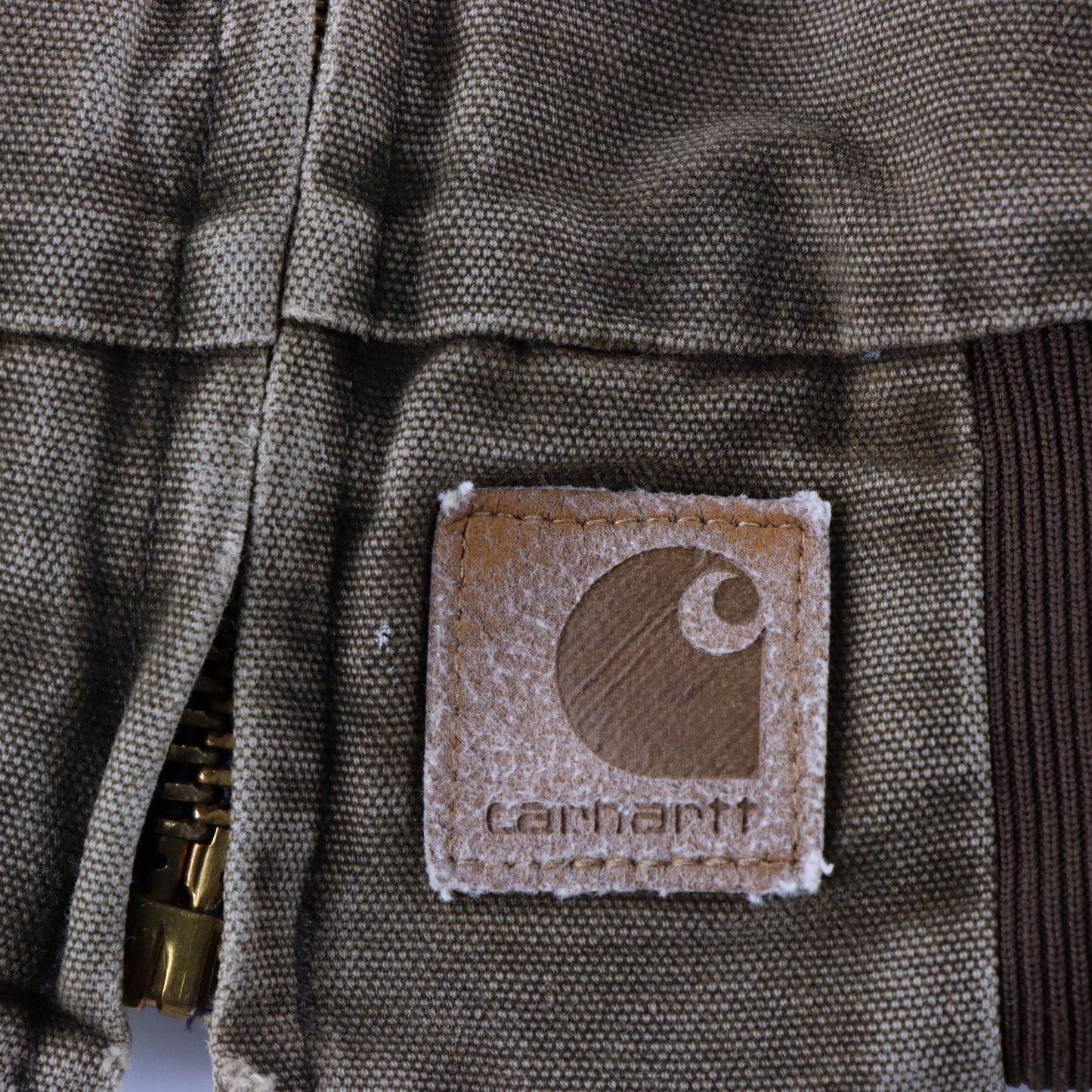CARHARTT J14 Vintage 'Santa Fe' Quilt Lined Khaki Brown Zip-Up Jacket (L)