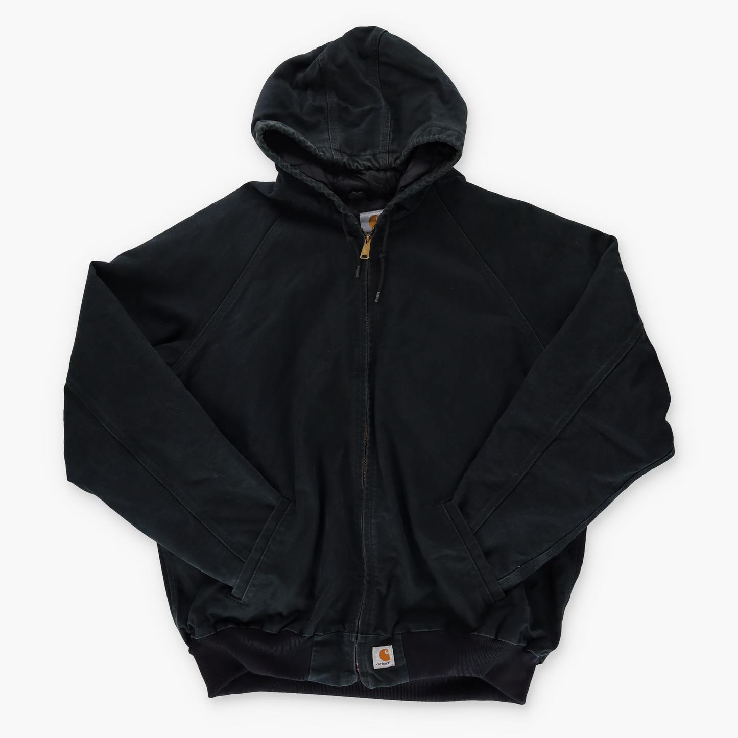 CARHARTT J268 Quilt Lined Black Canvas Hooded Zip-Up Jacket (XXL)