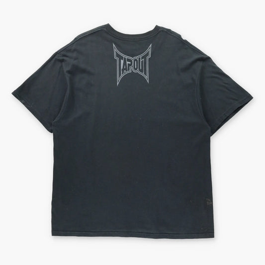 Vintage TAPOUT Silver Foil Detail Crosses & Skulls Y2K Black T-Shirt (XXL)