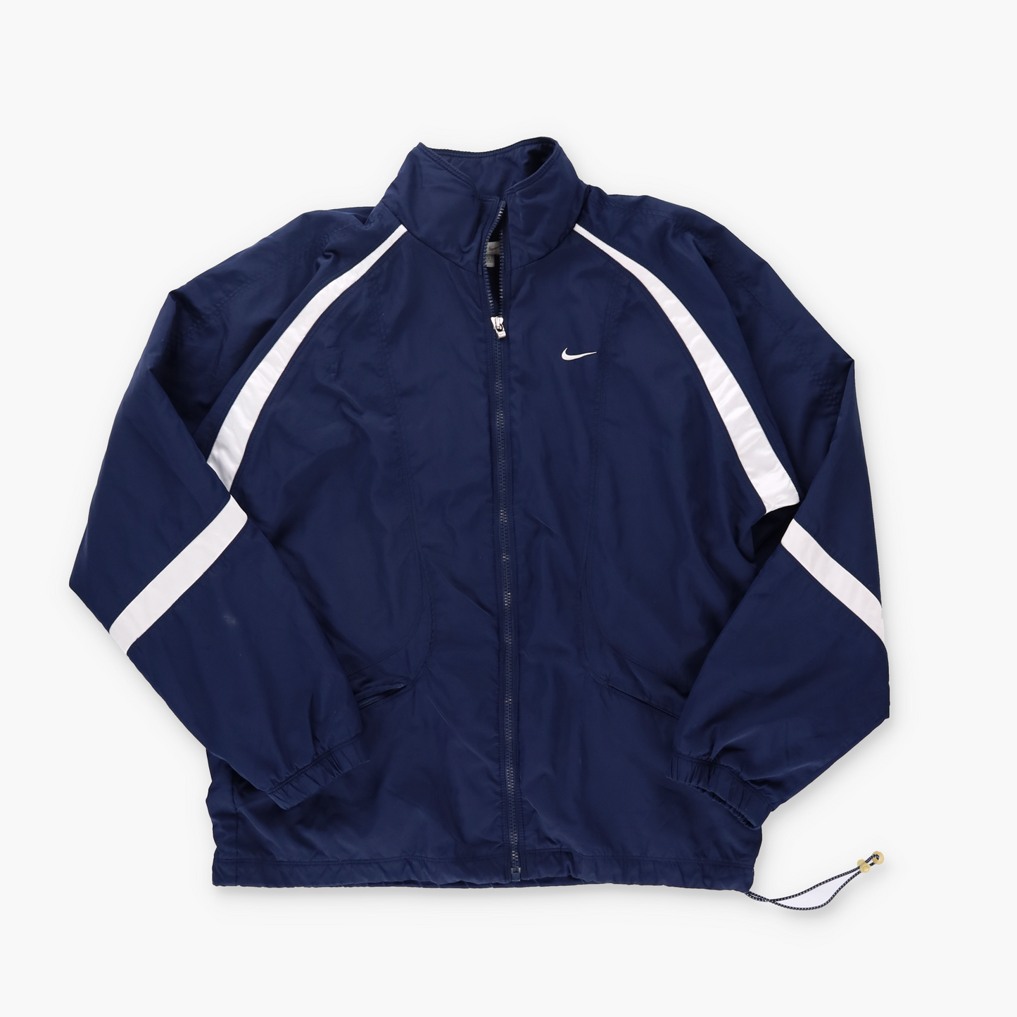 NIKE Embroidered Swoosh Logo Navy & White Windbreaker Jacket (M)