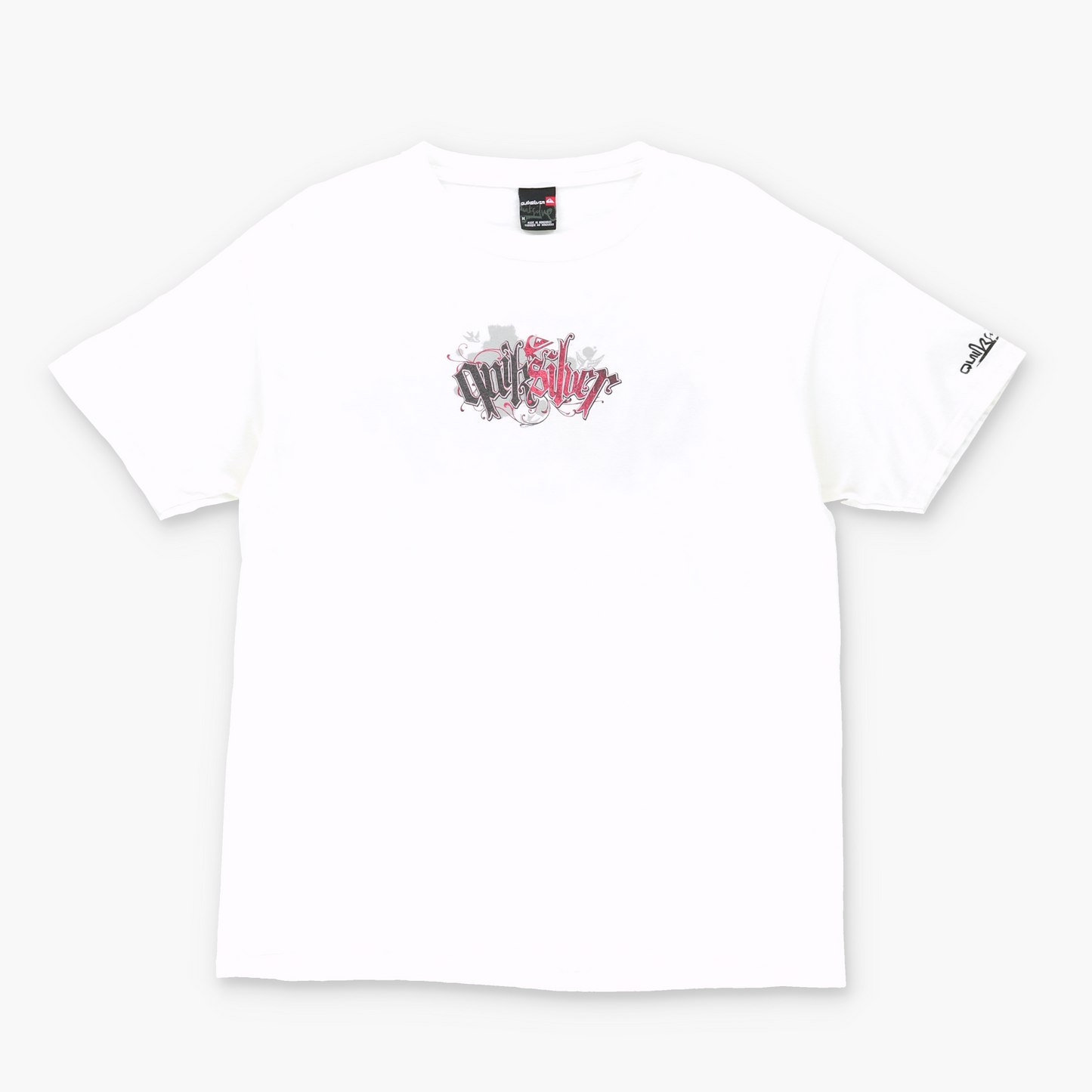 QUICKSILVER Y2K Spell Out Logo White & Red T-Shirt (M)