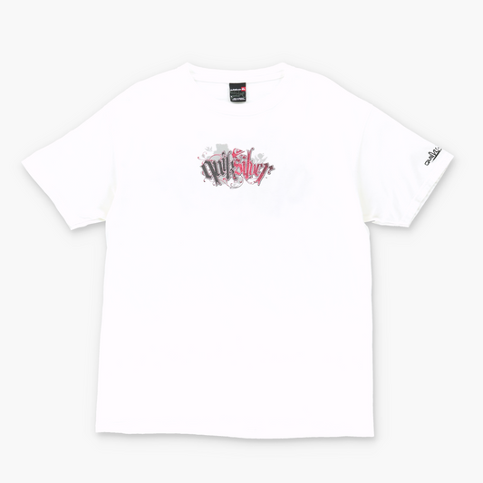 QUICKSILVER Y2K Spell Out Logo White & Red T-Shirt (M)