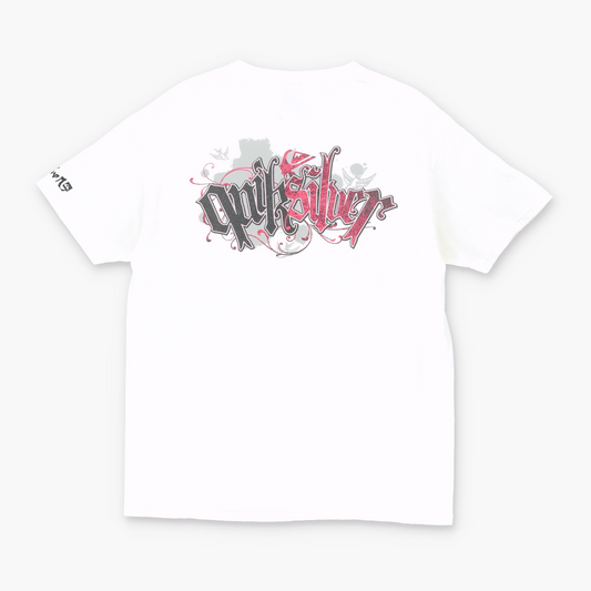 QUICKSILVER Y2K Spell Out Logo White & Red T-Shirt (M)