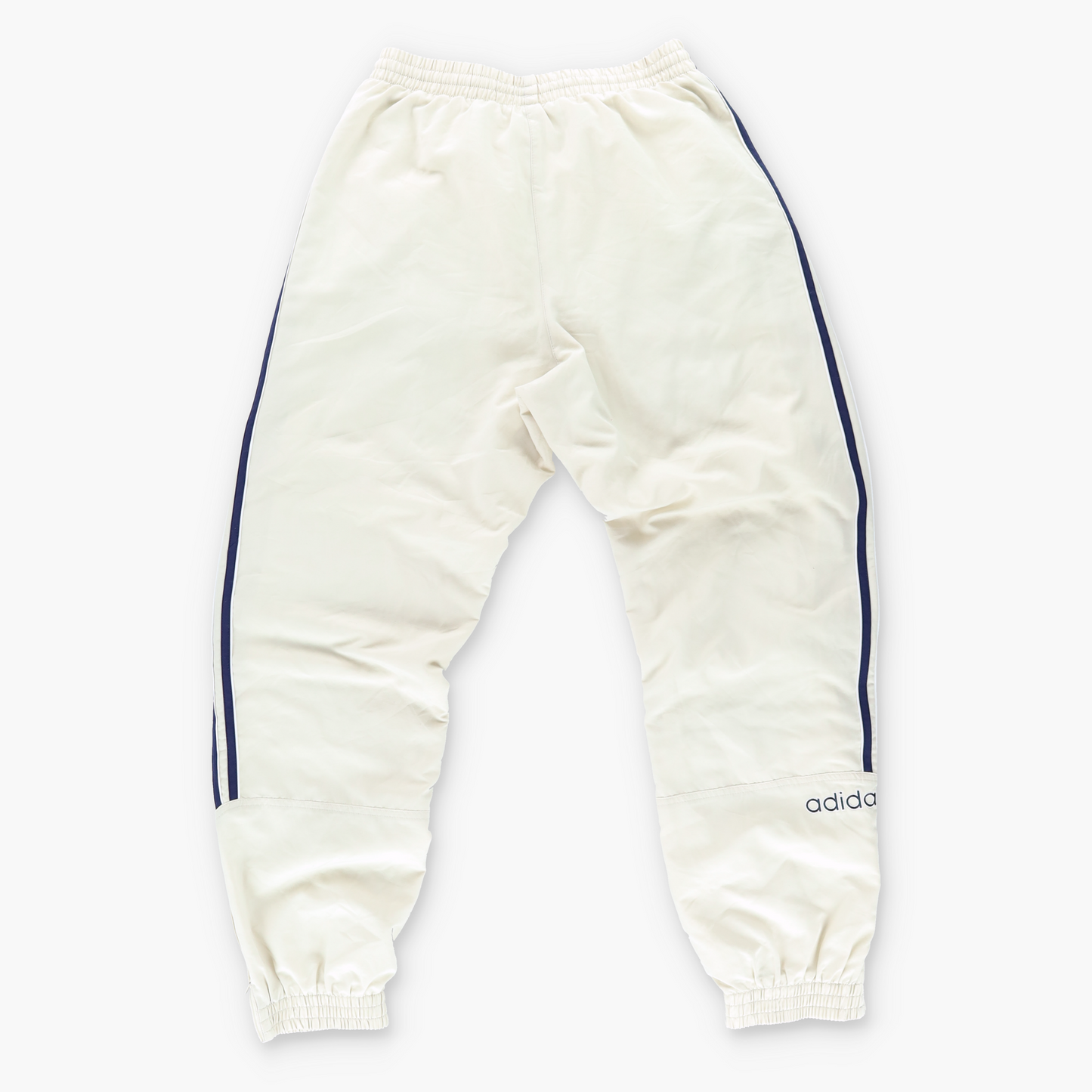 ADIDAS Embroidered Logo 3-Stripe Cream & Navy Track Pants (M)