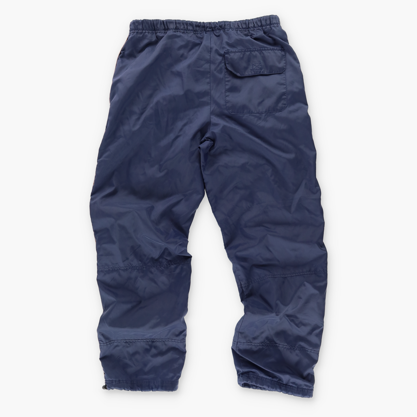 NIKE Swoosh Embroidered Red Swoosh Logo Navy Parachute Track Pants (S)
