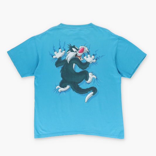 1997 SYLVESTER 'Hang On Tight' Six Flags Two Sided Blue Tee (L)