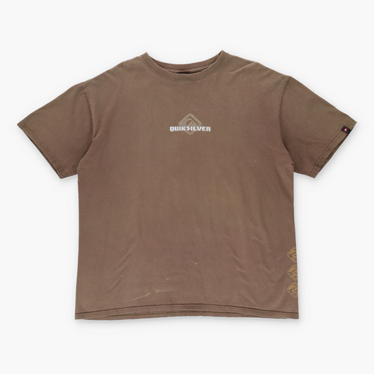 QUIKSILVER Y2K Spell Out Logo Brown T-Shirt (XL)