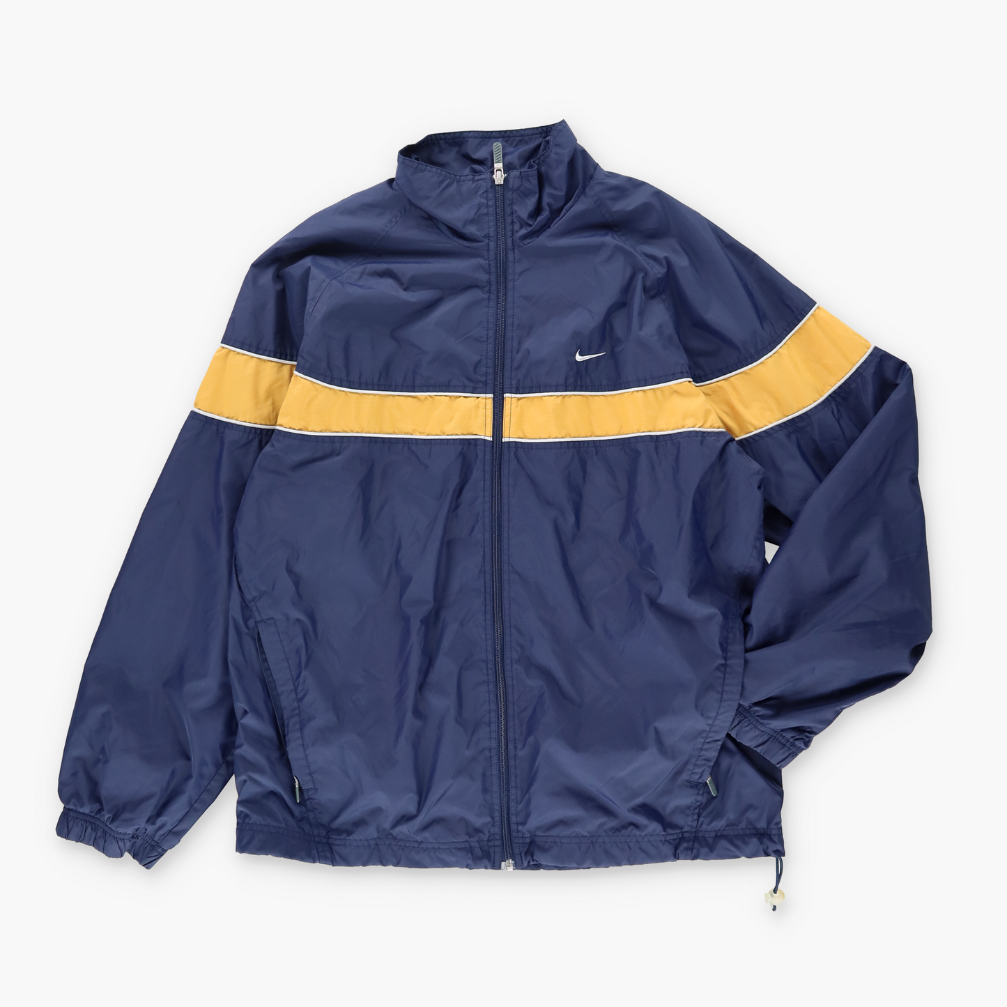 NIKE Embroidered Swoosh Logo Navy & Yellow Windbreaker Jacket (L)