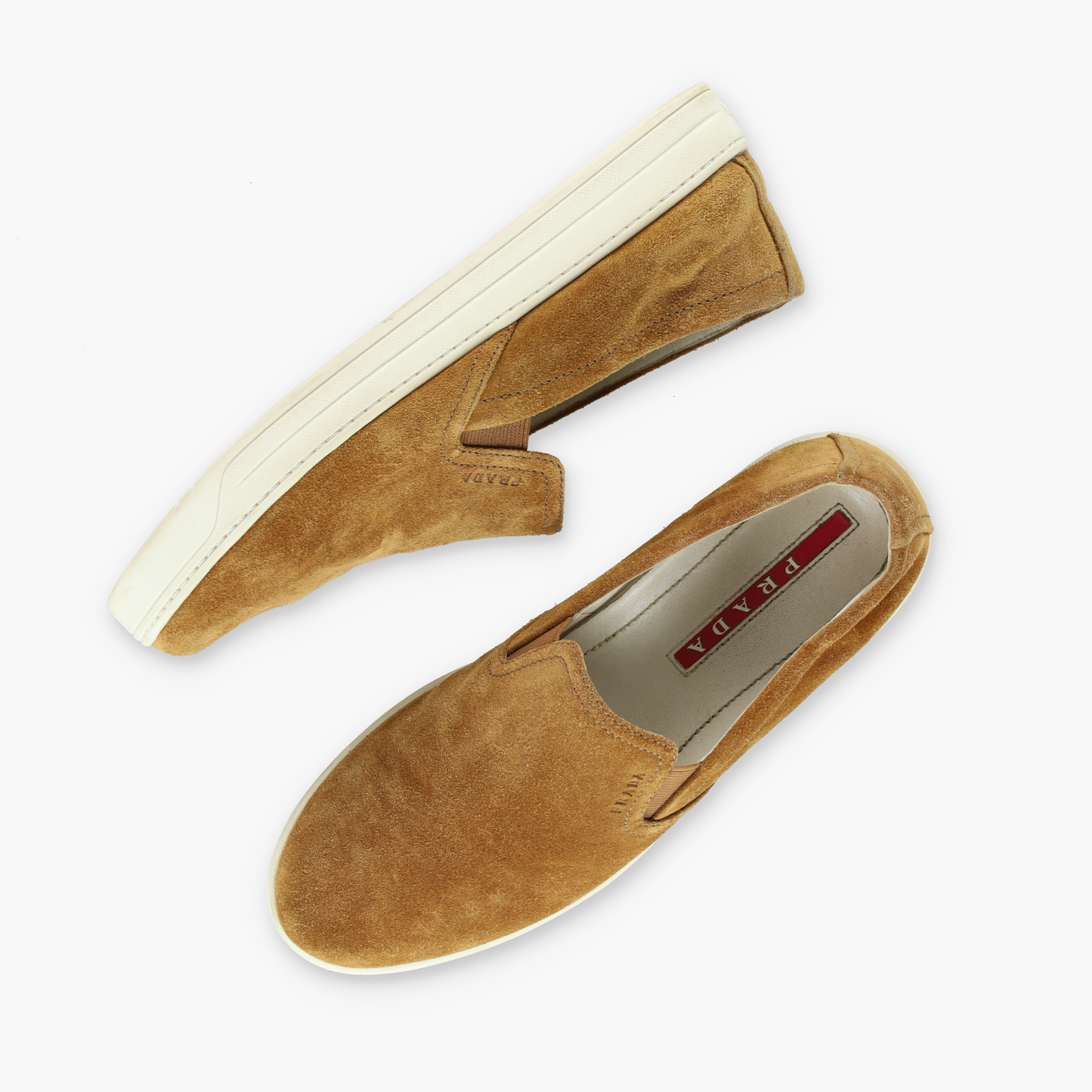 PRADA SPORT Brown Suede Slip On Loafers (39)
